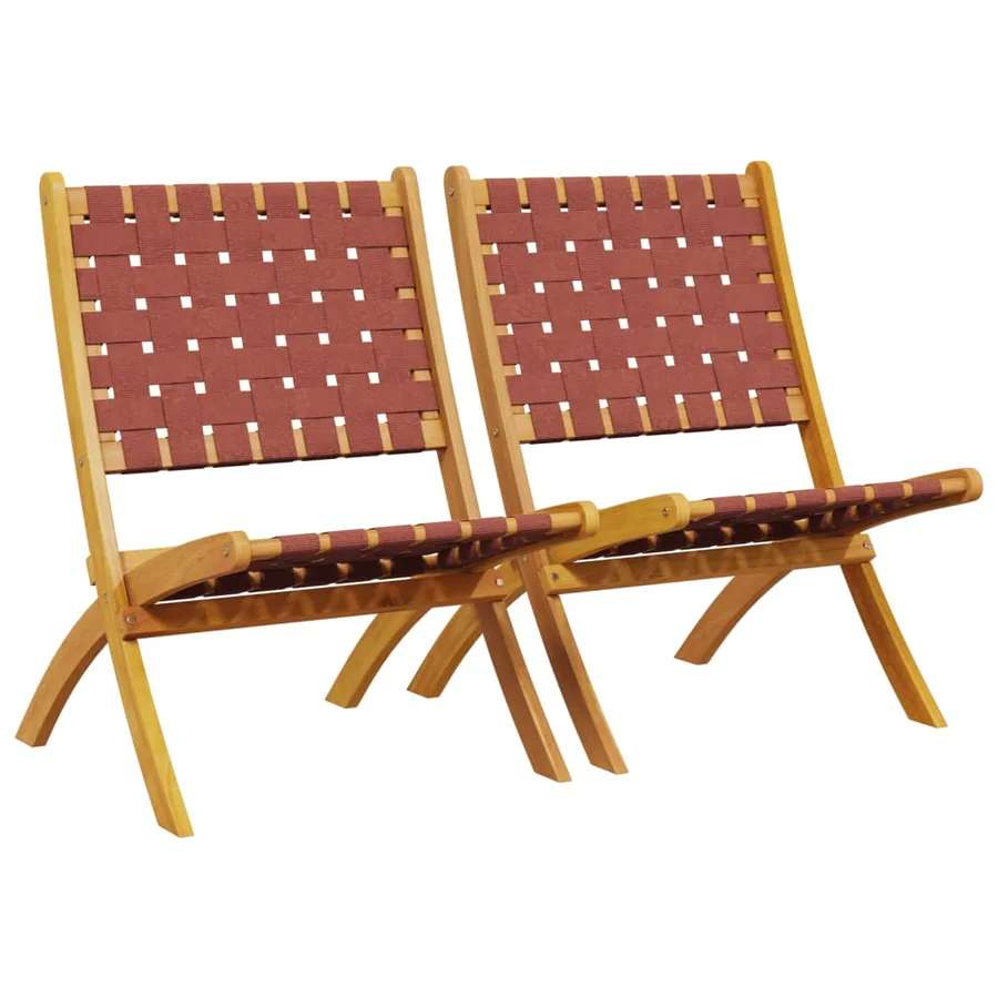 Chaises de jardin pliantes lot de 2 bois d'acacia solide tissu - 2