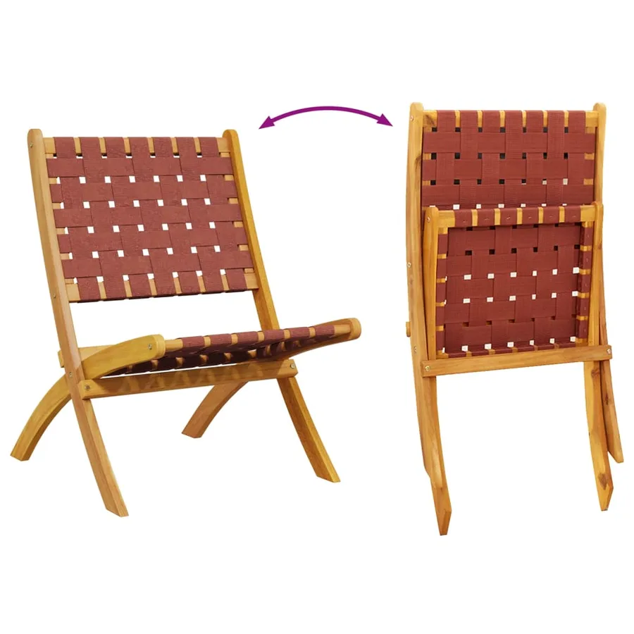 Chaises de jardin pliantes lot de 2 bois d'acacia solide tissu - 7