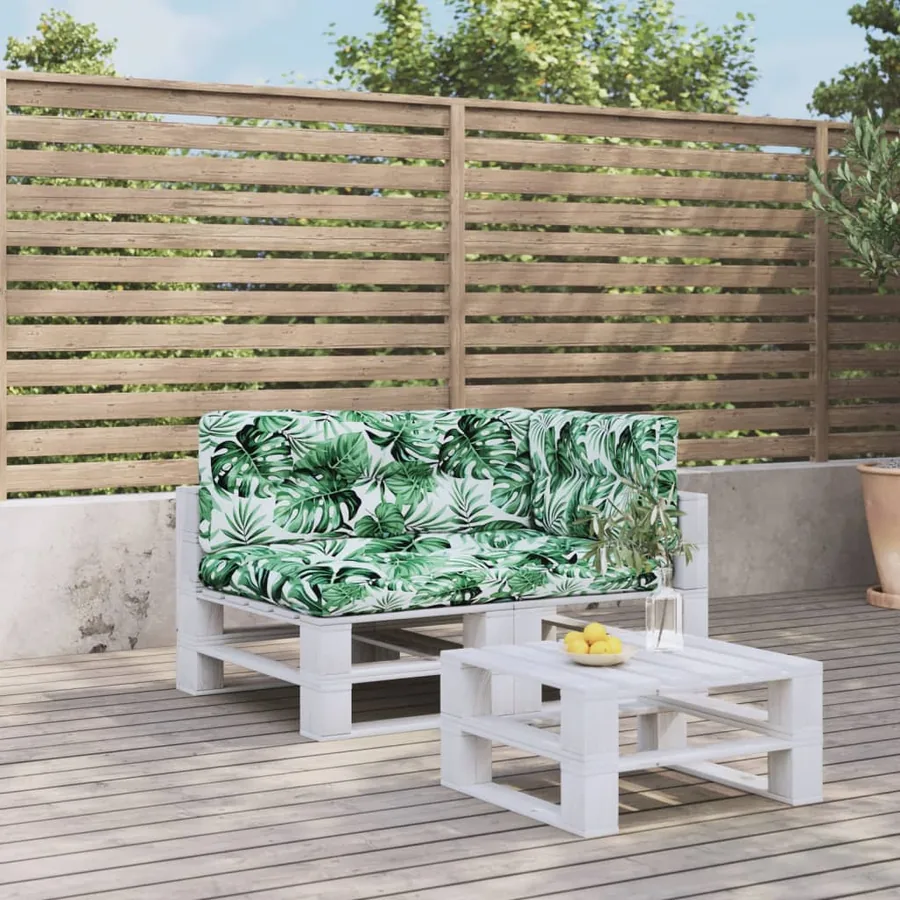 Coussins de palette lot de 3 motif de feuilles tissu