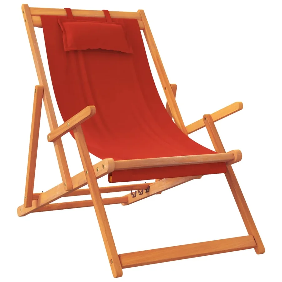 Chaises de plage pliables lot de 2 rouge tissu - 3
