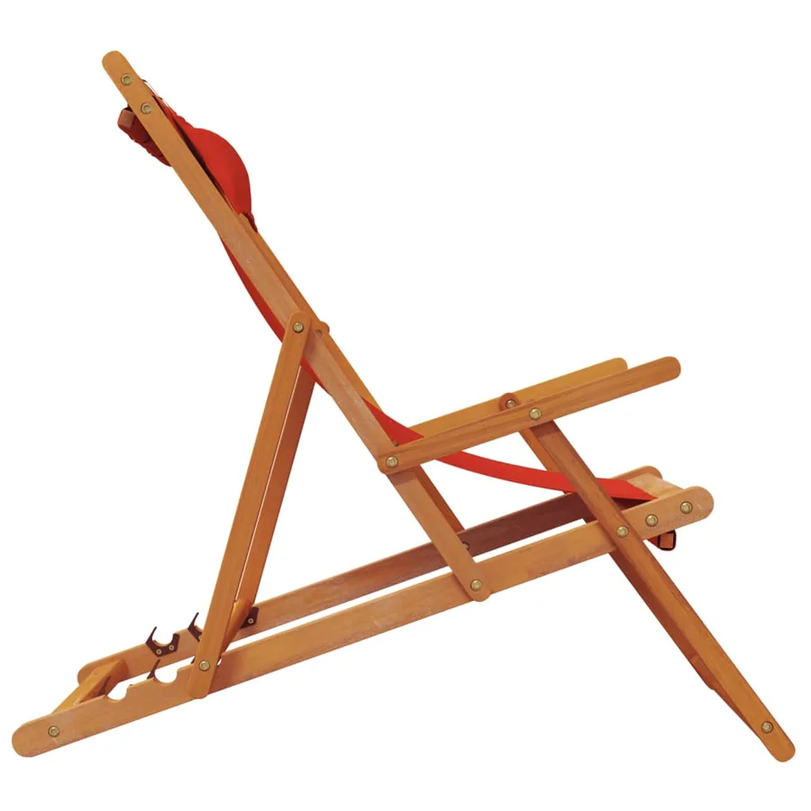Chaises de plage pliables lot de 2 rouge tissu - 5