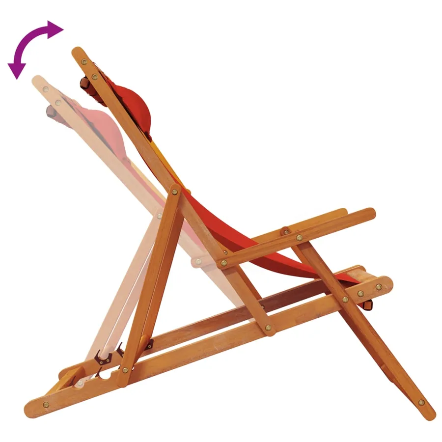 Chaises de plage pliables lot de 2 rouge tissu - 7