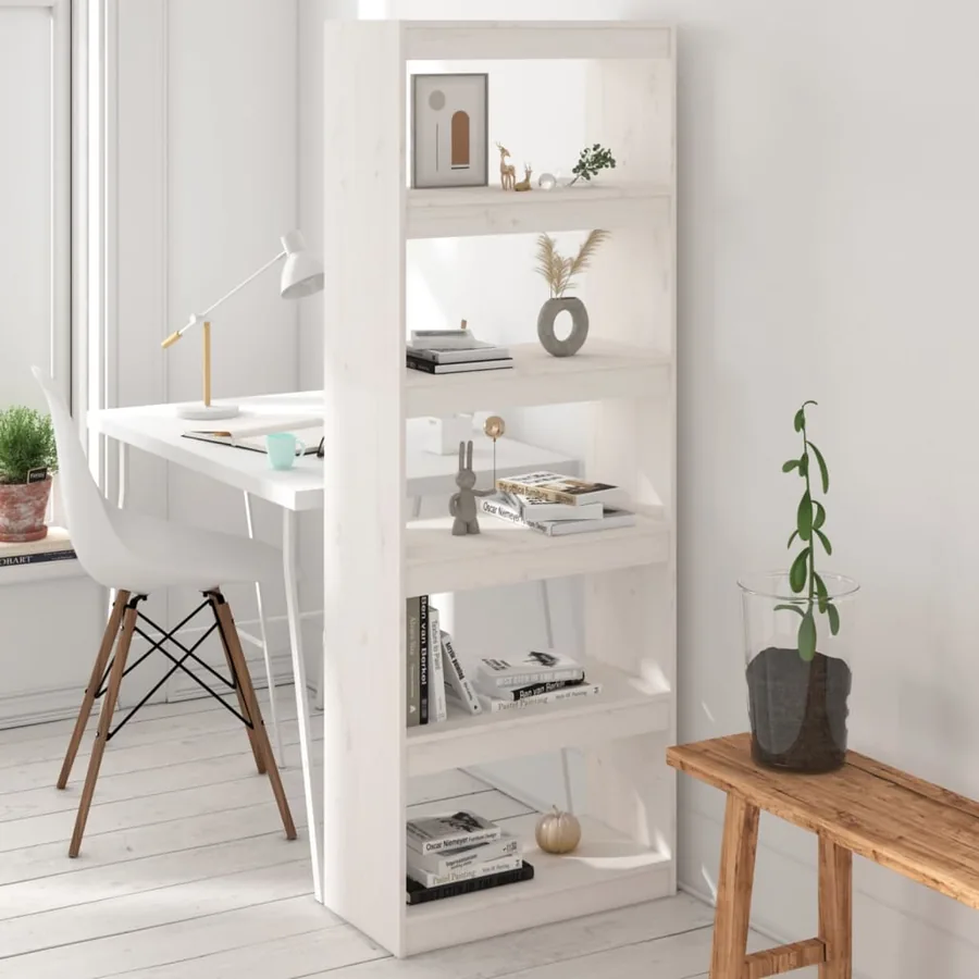 Bibliothèque/Séparateur de pièce Blanc 60x30x167,5cm Pin massif