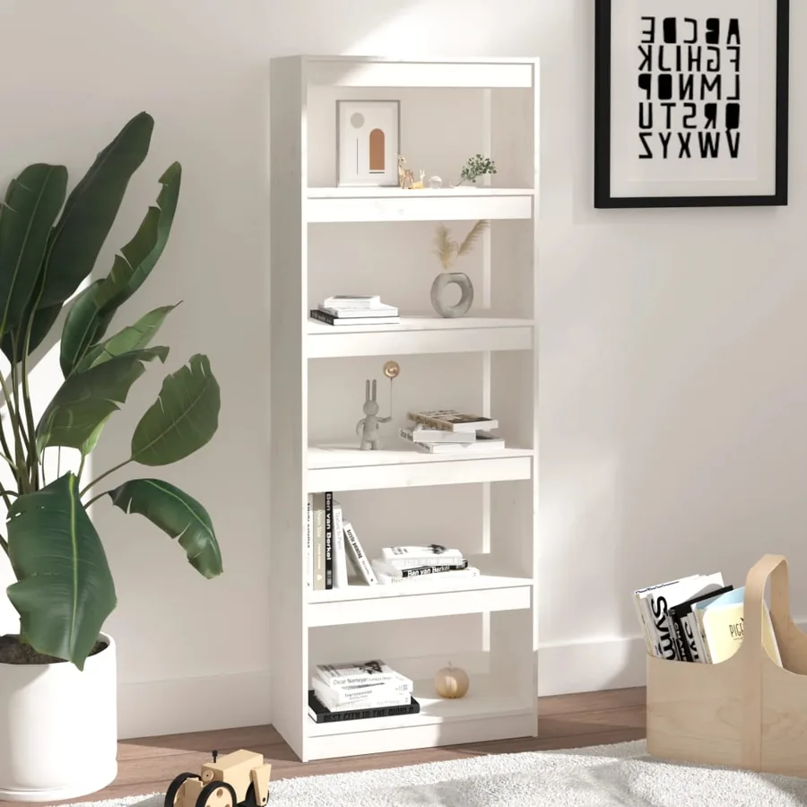 Bibliothèque/Séparateur de pièce Blanc 60x30x167,5cm Pin massif - 6