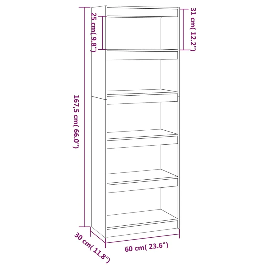 Bibliothèque/Séparateur de pièce Blanc 60x30x167,5cm Pin massif - 8