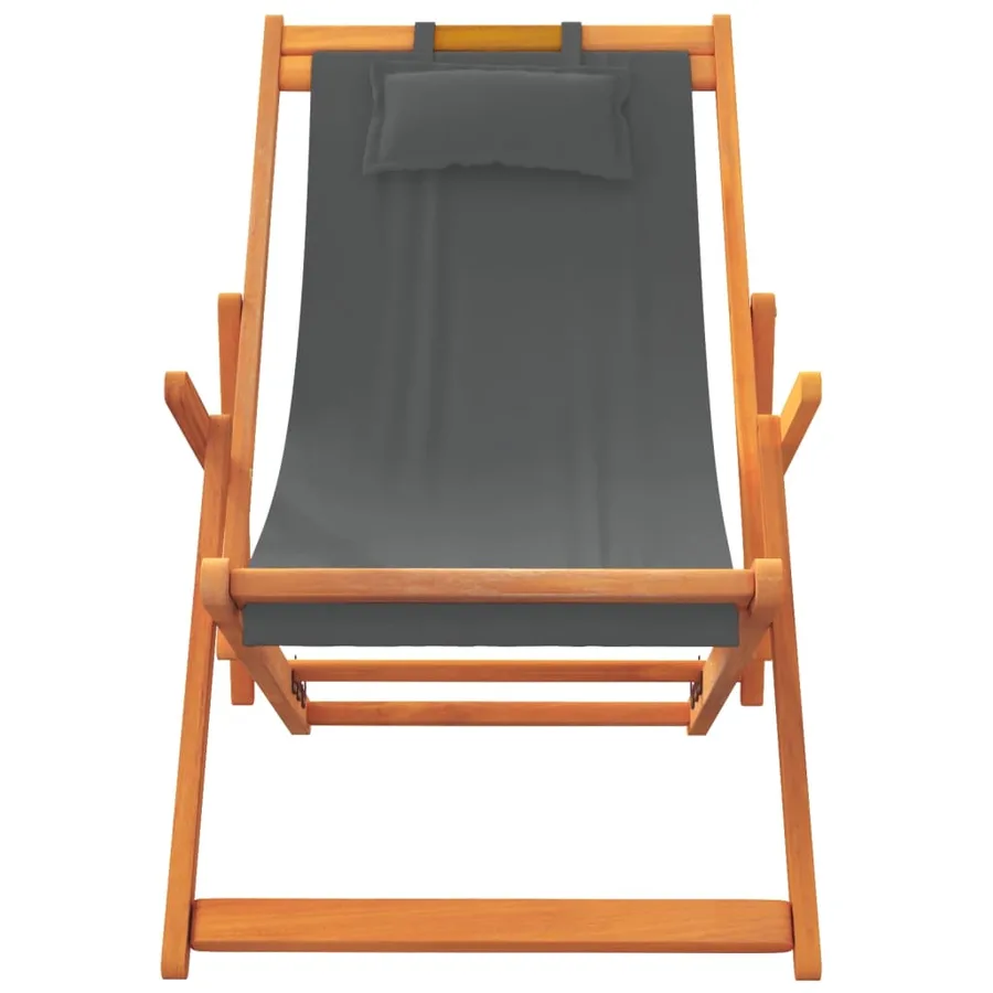 Chaises de plage pliables lot de 2 gris tissu - 4