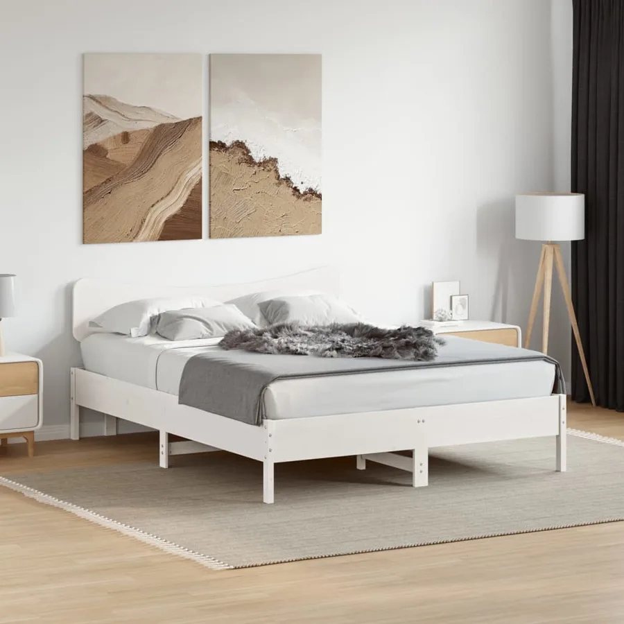 Tête de lit blanc 140 cm bois massif de pin - 3