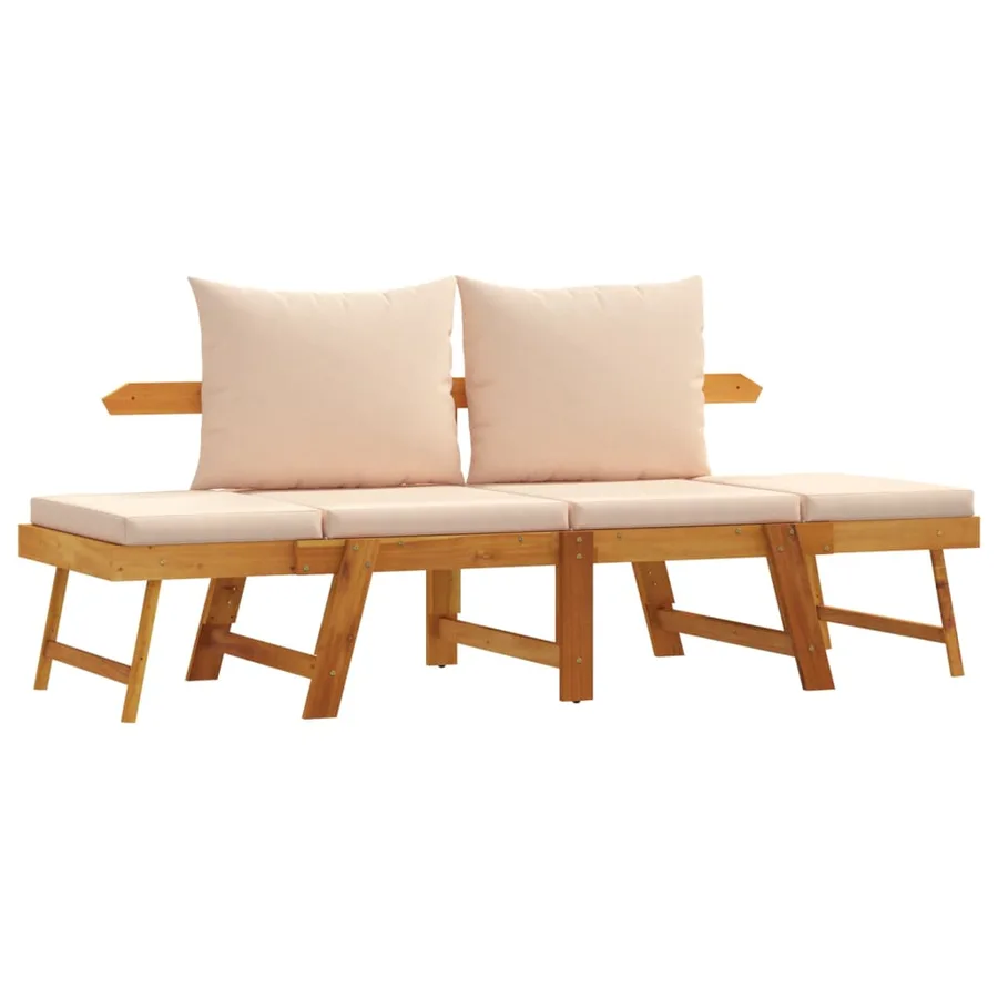 Banc de jardin avec coussins 2 en 1 bois d'acacia massif - 2