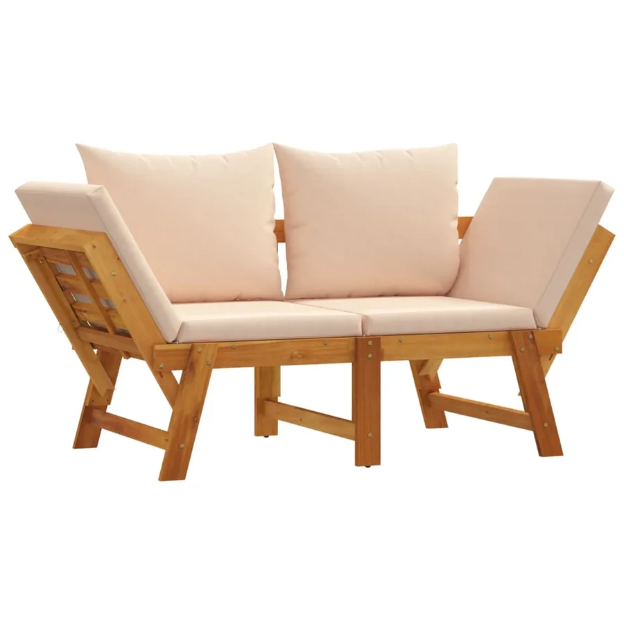 Banc de jardin avec coussins 2 en 1 bois d'acacia massif - 3