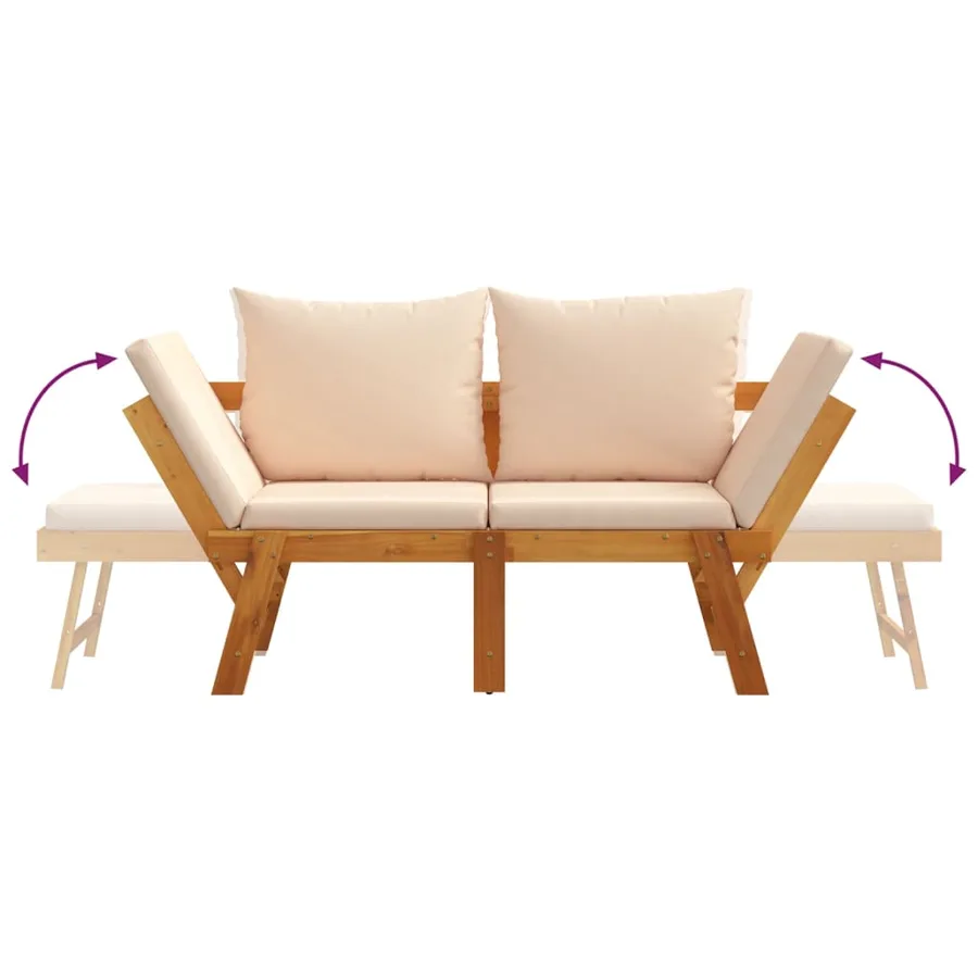 Banc de jardin avec coussins 2 en 1 bois d'acacia massif - 8