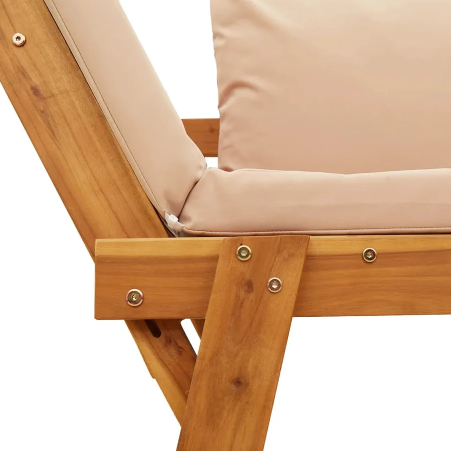 Banc de jardin avec coussins 2 en 1 bois d'acacia massif - 9