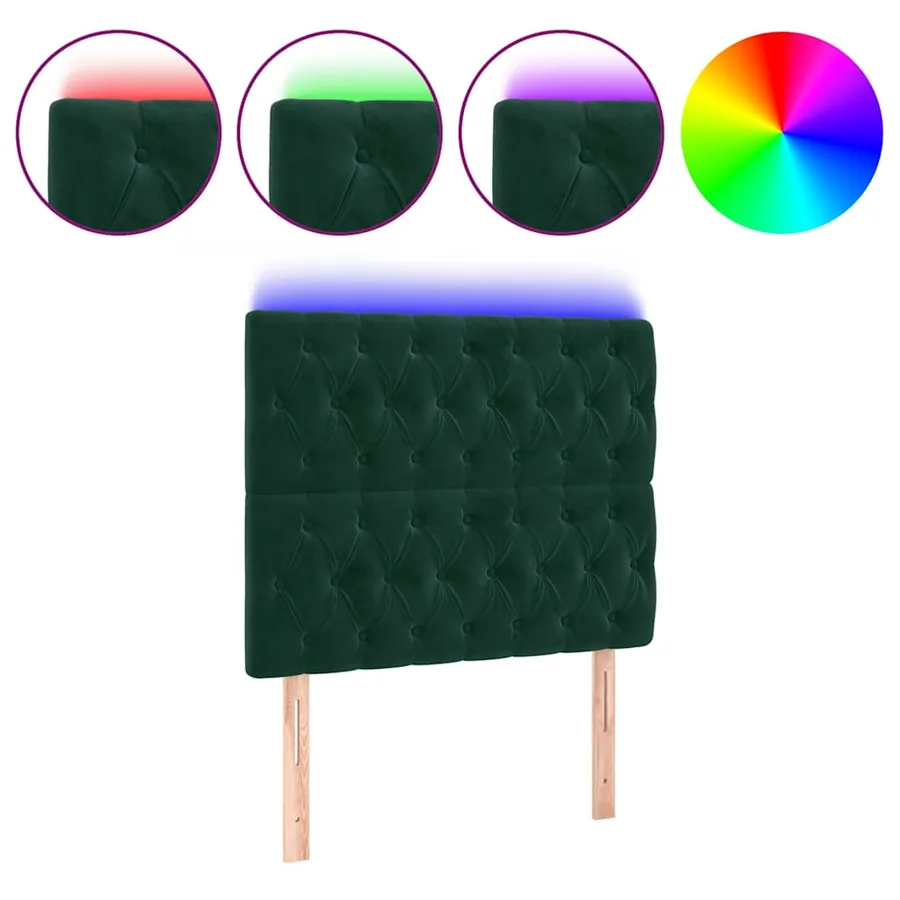 Tête de lit à LED Vert foncé 100x7x118/128 cm Velours - 2