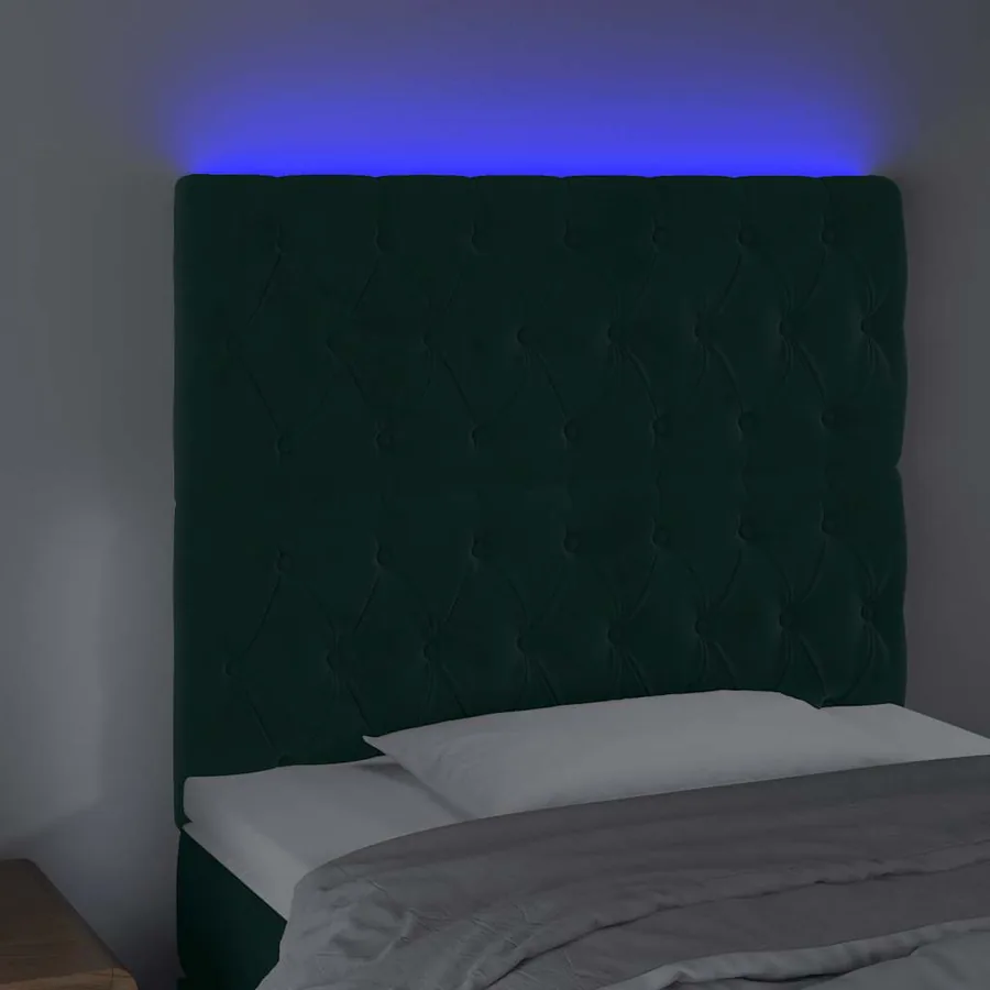 Tête de lit à LED Vert foncé 100x7x118/128 cm Velours - 4