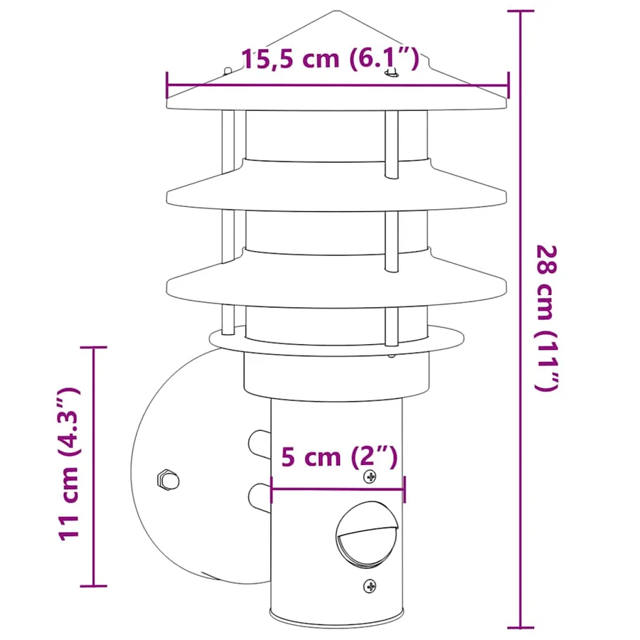 Appliques murales d'extérieur et capteurs 2pcs acier inoxydable - 7