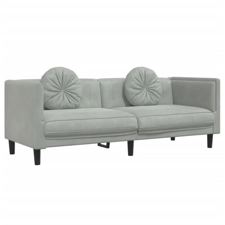 Ensemble de canapés 3 pcs avec coussins gris clair velours - 6