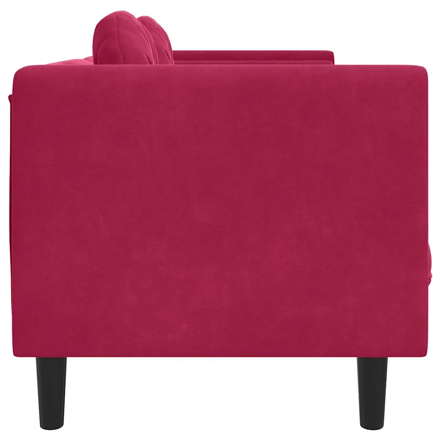 Canapé avec coussins 3 places rouge bordeaux velours - 5