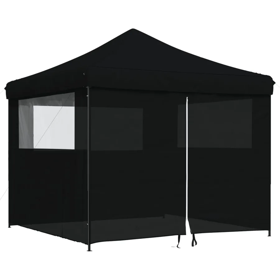 Tente de réception pliable escamotable 4 parois latérales noir - 2