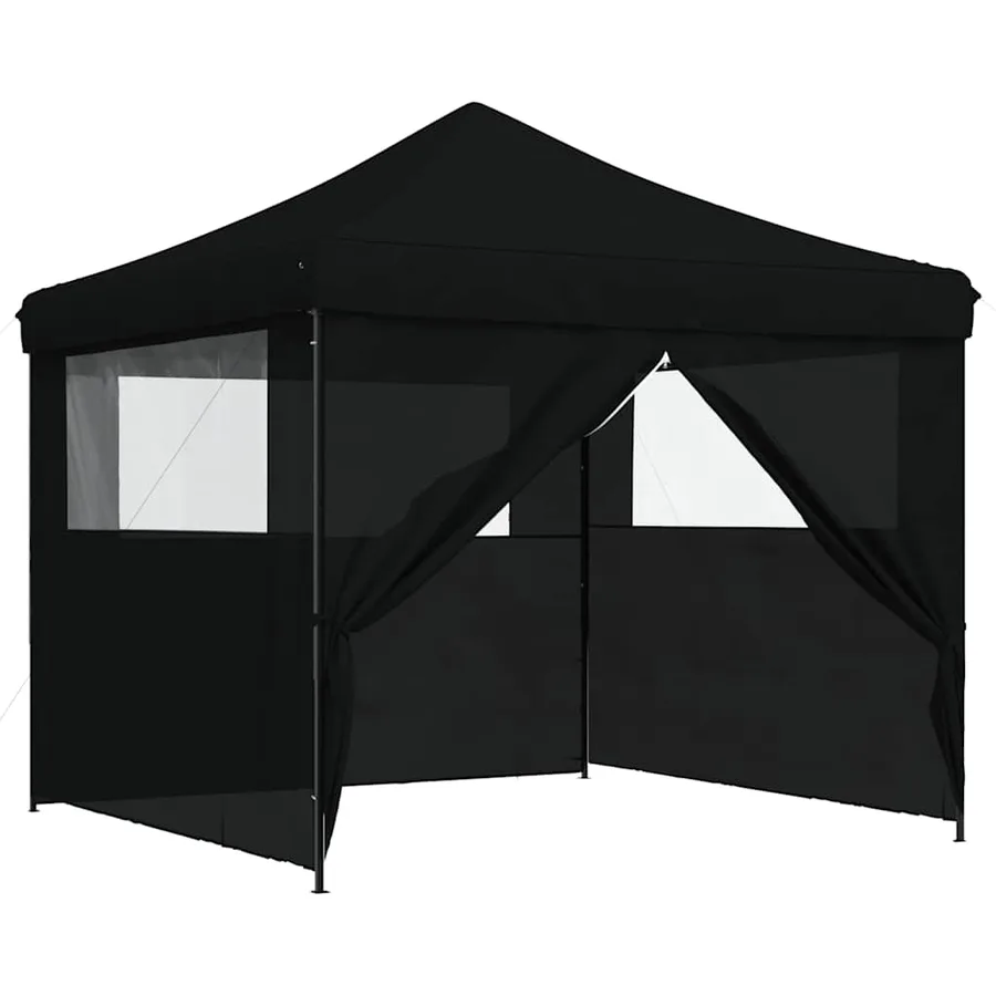 Tente de réception pliable escamotable 4 parois latérales noir - 7