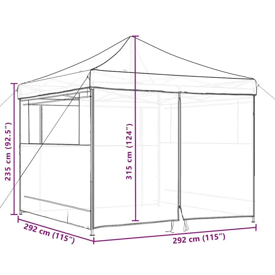 Tente de réception pliable escamotable 4 parois latérales noir - 8