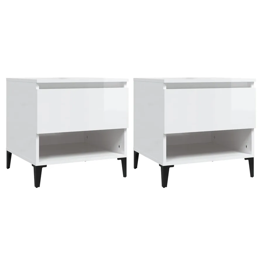 Tables d'appoint 2pcs Blanc brillant 50x46x50cm Bois ingénierie - 2