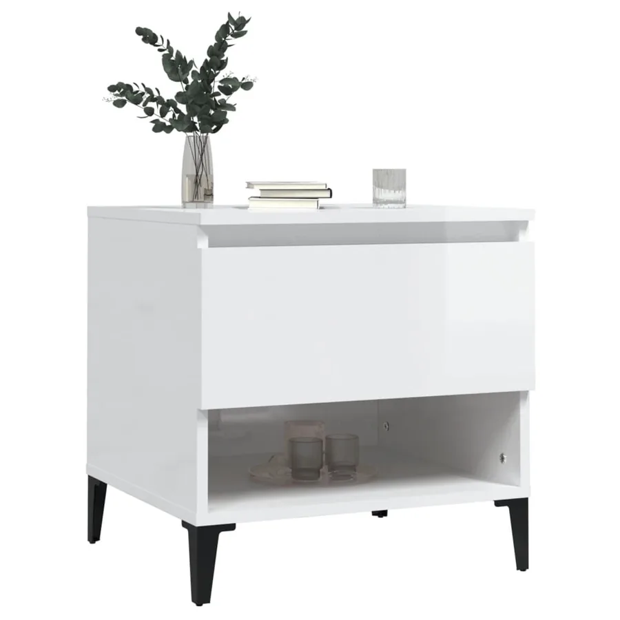 Tables d'appoint 2pcs Blanc brillant 50x46x50cm Bois ingénierie - 4