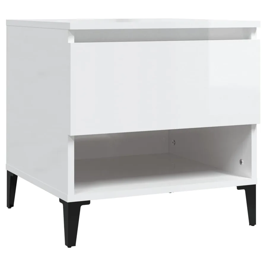 Tables d'appoint 2pcs Blanc brillant 50x46x50cm Bois ingénierie - 6