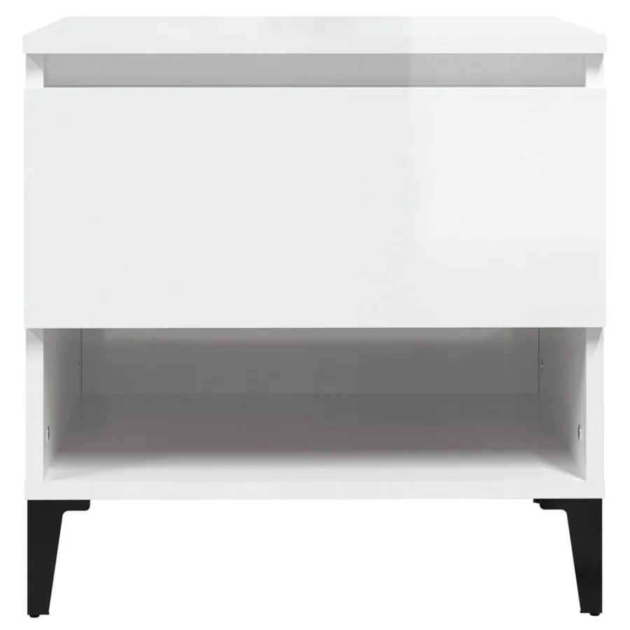 Tables d'appoint 2pcs Blanc brillant 50x46x50cm Bois ingénierie - 7