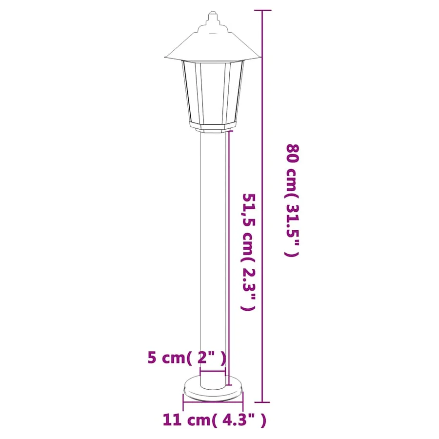 Lampadaire d'extérieur noir 80 cm acier inoxydable - 7
