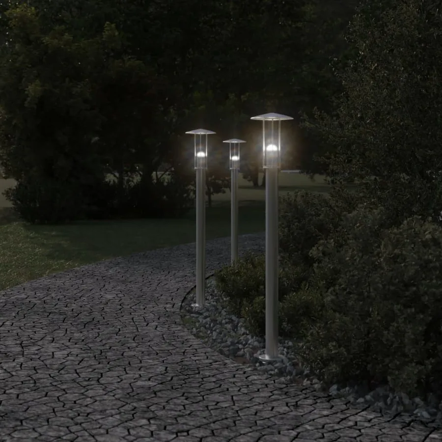 Lampadaire d'extérieur argenté 100 cm acier inoxydable - 3