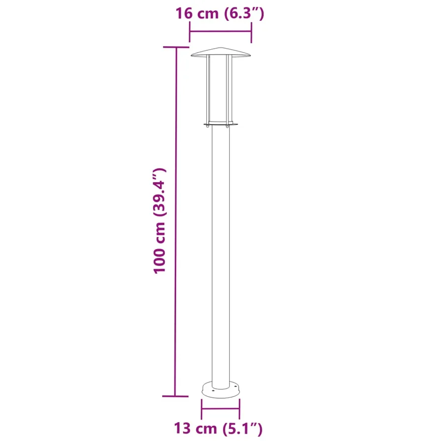 Lampadaire d'extérieur argenté 100 cm acier inoxydable - 7