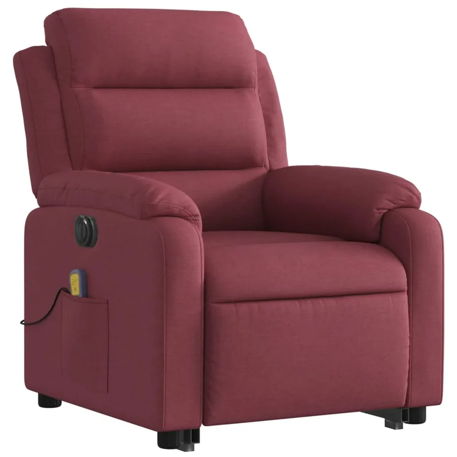 Fauteuil inclinable de massage électrique Rouge bordeaux Tissu - 4