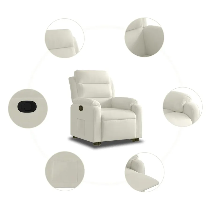 Fauteuil inclinable Crème Velours - 8