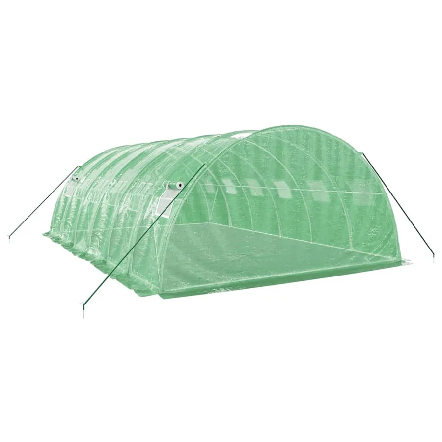 Serre avec cadre en acier vert 24 m² 6x4x2 m - 6