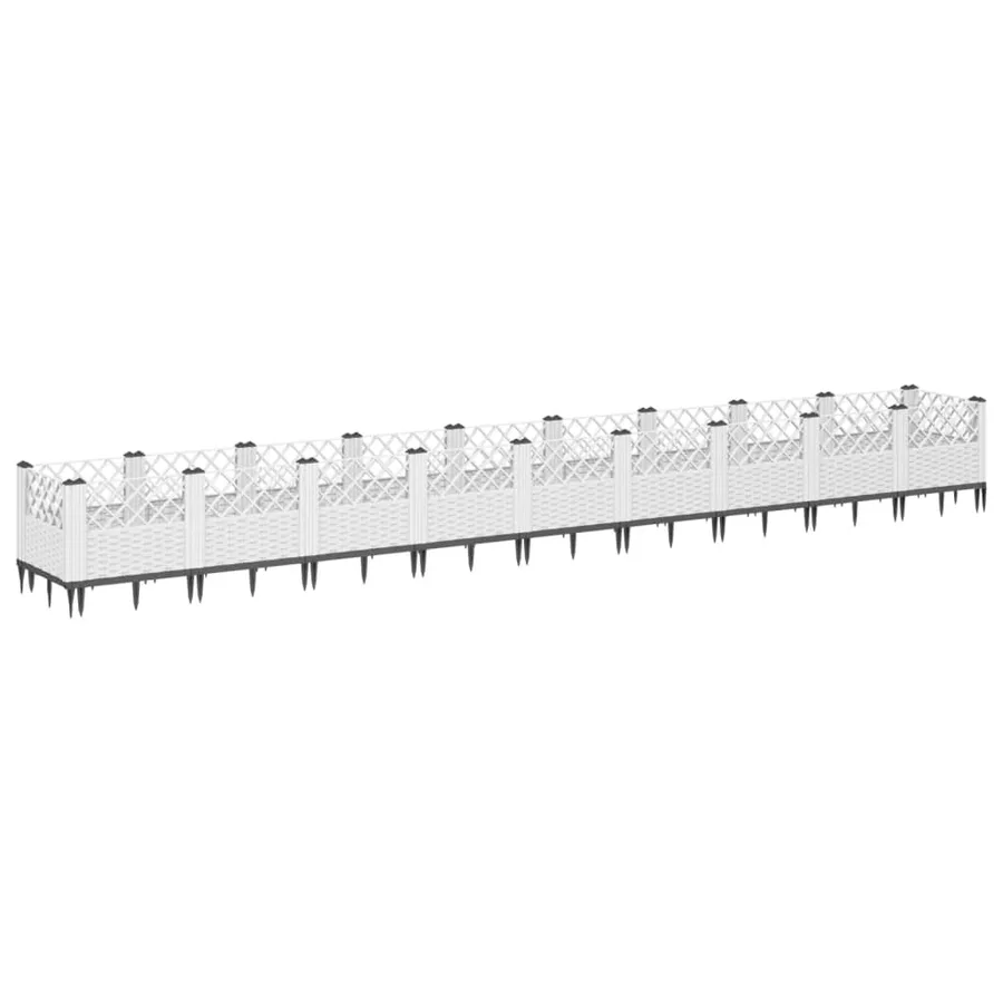 Jardinière avec piquets blanc 363,5x43,5x43,5 cm PP - 2