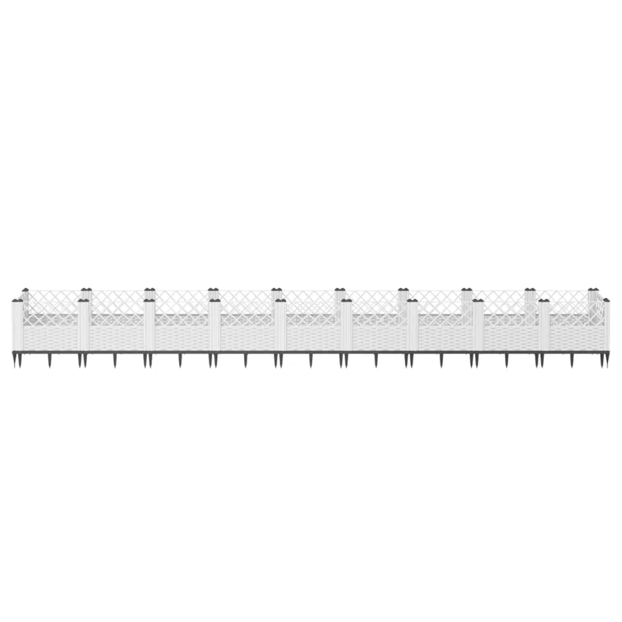 Jardinière avec piquets blanc 363,5x43,5x43,5 cm PP - 3