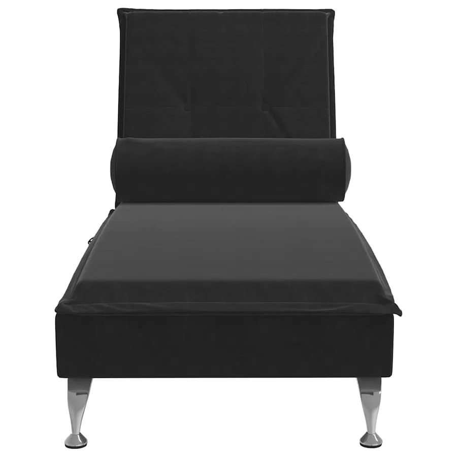 Chaise longue de massage avec traversin noir velours - 4