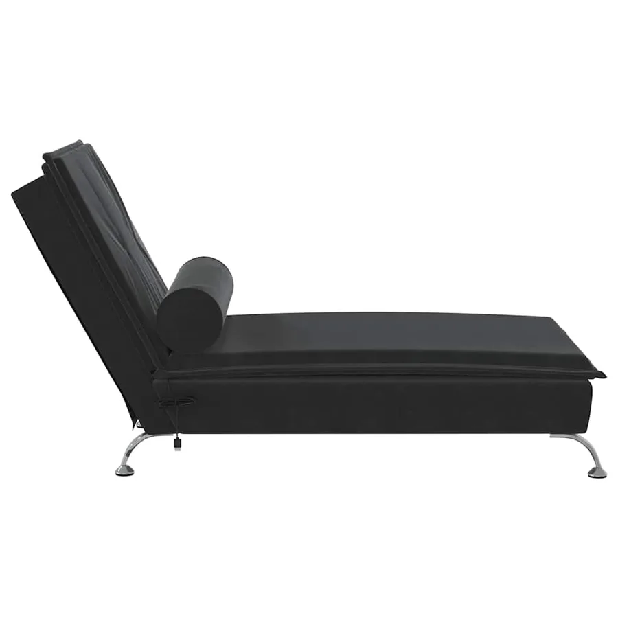 Chaise longue de massage avec traversin noir velours - 5
