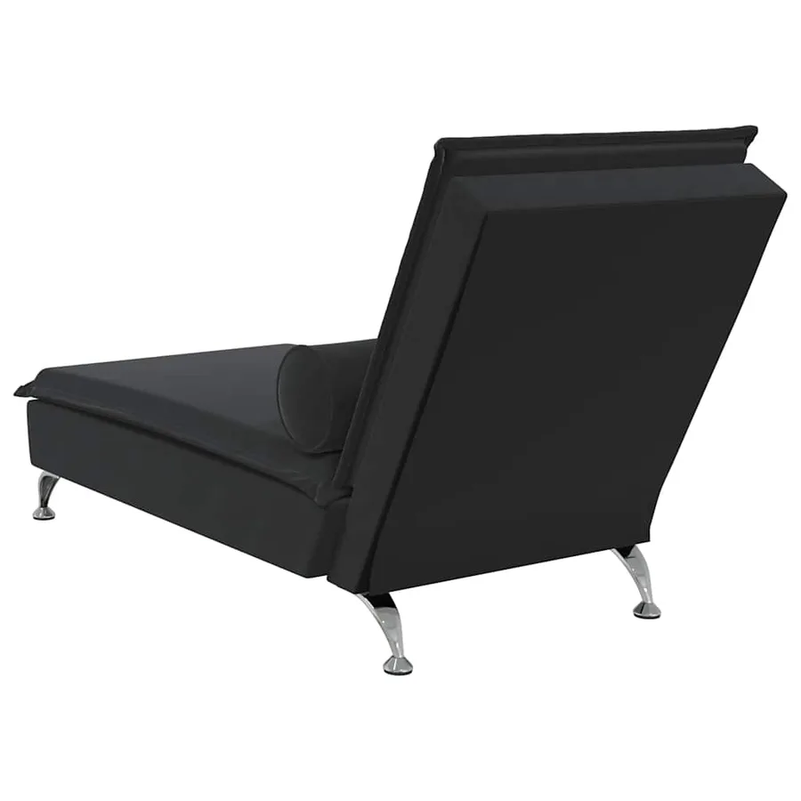 Chaise longue de massage avec traversin noir velours - 6