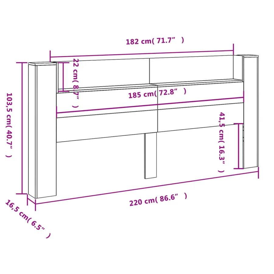 Armoire tête de lit avec LED chêne marron 220x16,5x103,5 cm - 14