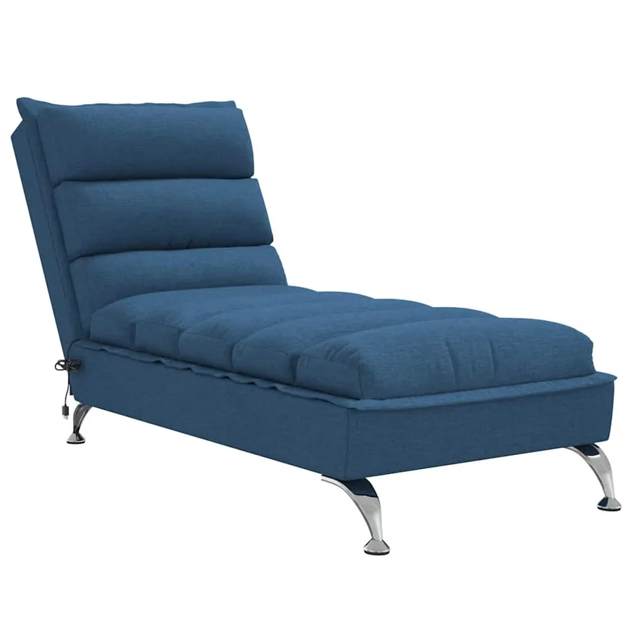 Chaise longue de massage avec coussins bleu tissu - 2