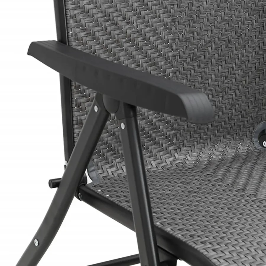 Chaises pliables de jardin lot de 2 gris résine tressée - 10