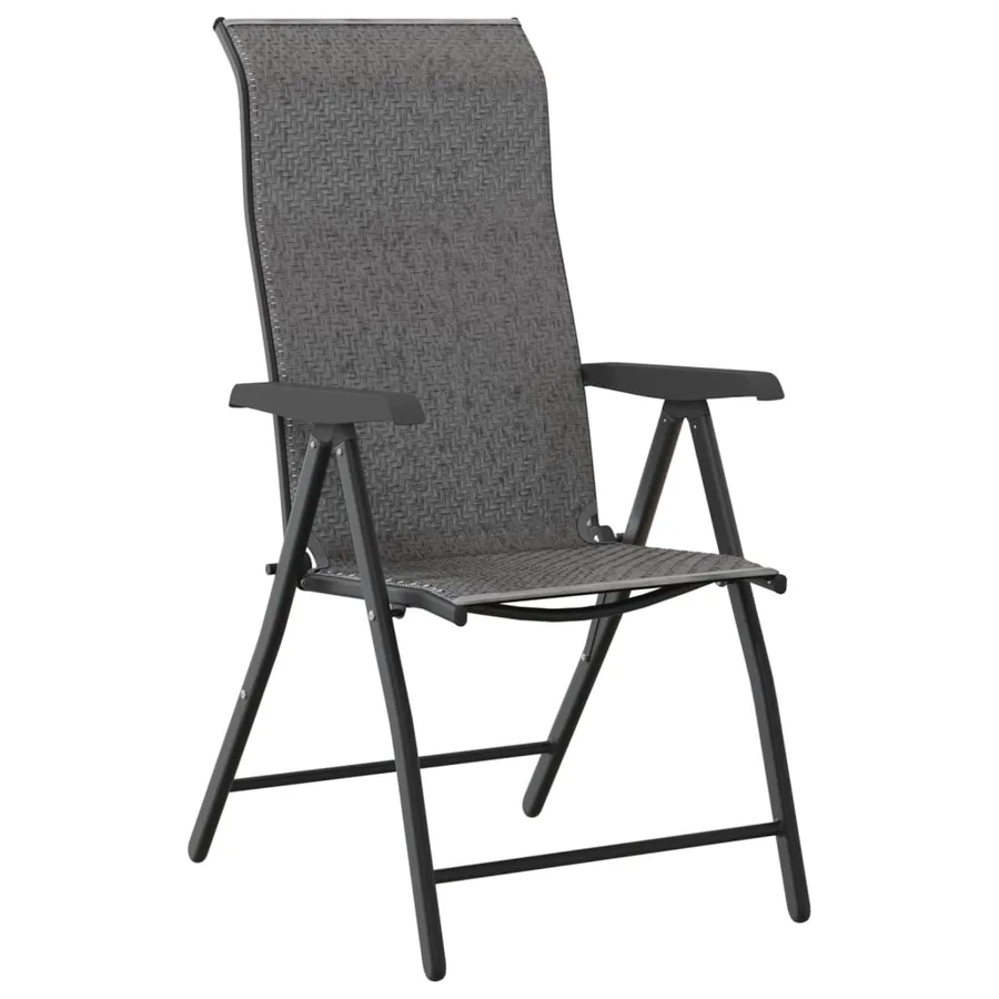 Chaises pliables de jardin lot de 2 gris résine tressée - 4