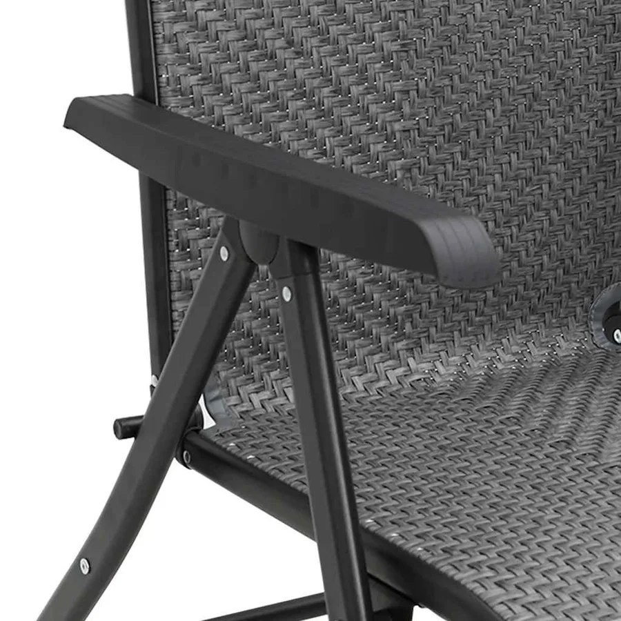 Chaises pliables de jardin lot de 4 gris résine tressée - 10