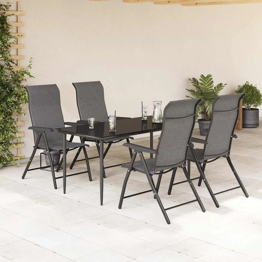 Chaises pliables de jardin lot de 4 gris résine tressée - 3