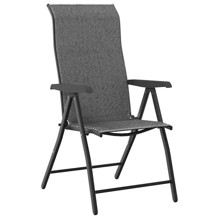 Chaises pliables de jardin lot de 4 gris résine tressée - 4