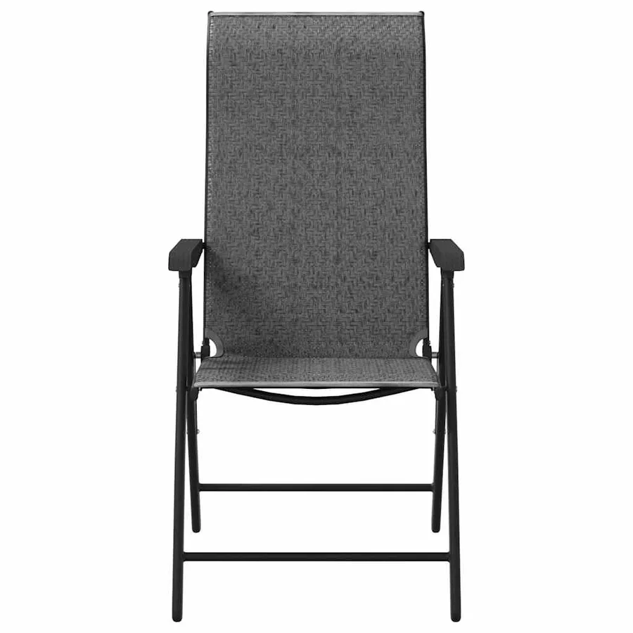 Chaises pliables de jardin lot de 4 gris résine tressée - 5