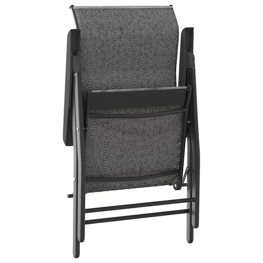 Chaises pliables de jardin lot de 4 gris résine tressée - 6
