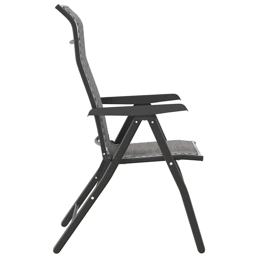 Chaises pliables de jardin lot de 4 gris résine tressée - 7