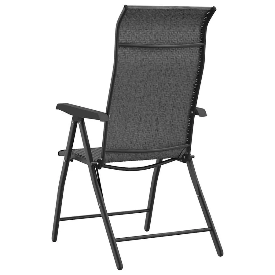 Chaises pliables de jardin lot de 4 gris résine tressée - 8
