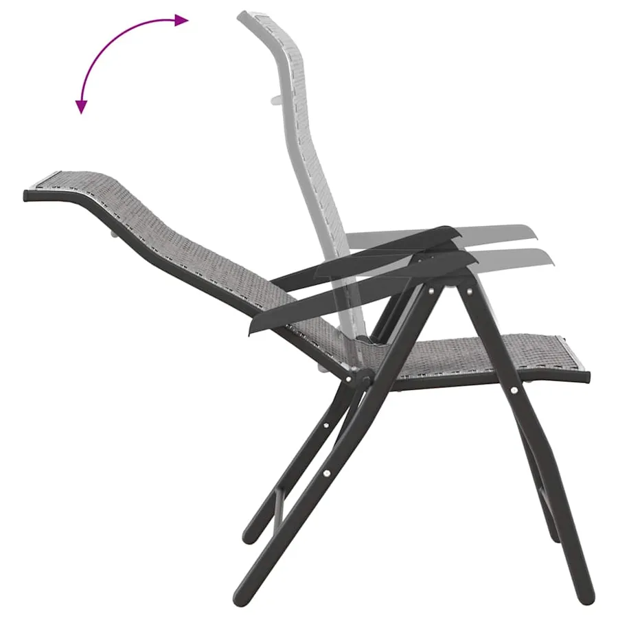Chaises pliables de jardin lot de 4 gris résine tressée - 9